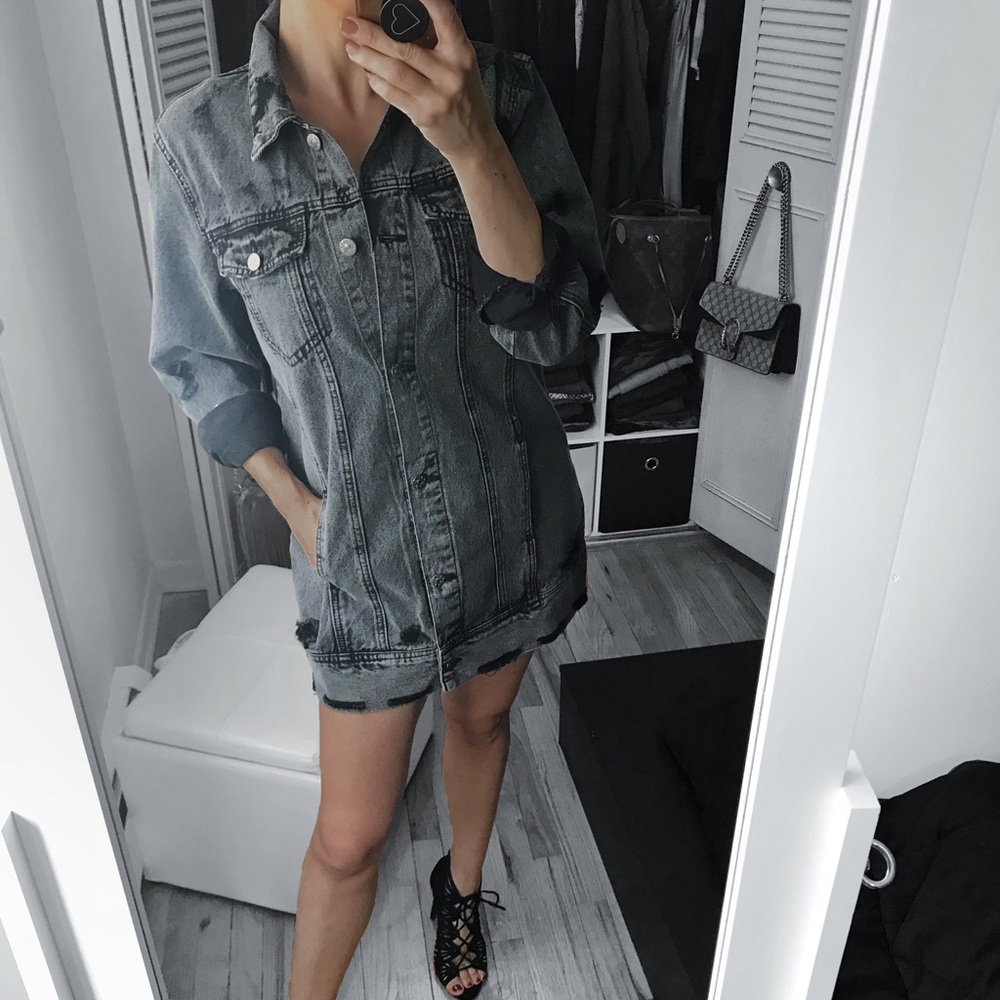 LAST 1▪️Washed Black Oversized Denim Jean Jacket - Picture 4 of 7